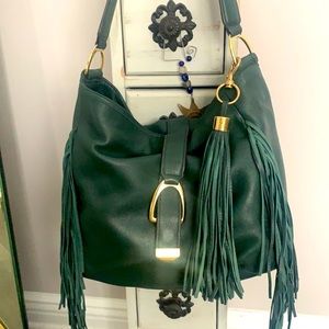 Fringe G.I.L.I Leather Satchel Fringe Hobo Shoulder bag. EUC 12”l x 12” x 11”